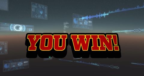 Victorious game screen with virtual data interface