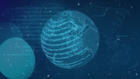 Futuristic Digital Globe with Data Streams over World Map
