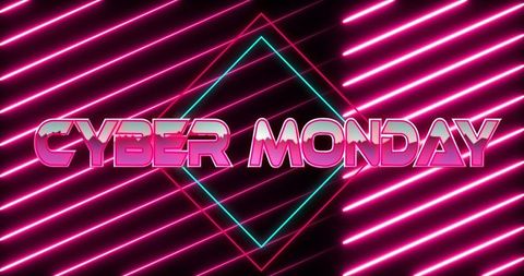 Futuristic cyber monday neon cyberpunk banner
