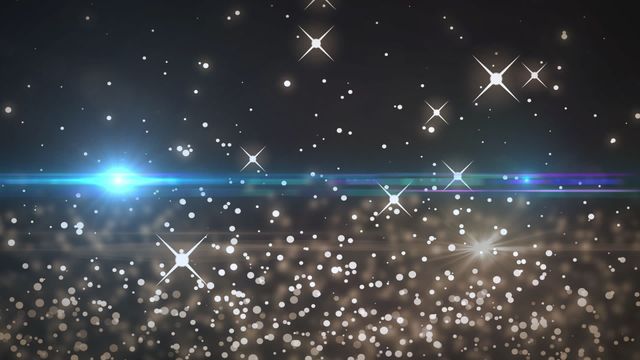 Abstract illustration features glowing stars and molecular structures, making it ideal for technology, science, and futuristic themed projects. Useful for backgrounds in digital presentations, tech conferences, educational materials, or imaginative design work.