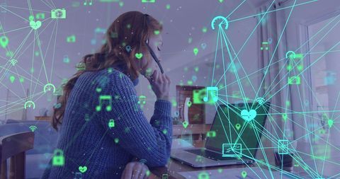 businesswoman utilizing cloud networks in modern workspace - Download Free Stock Images Pikwizard.com