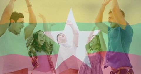 Joyful Friends Celebrating Outdoors in Sunshine