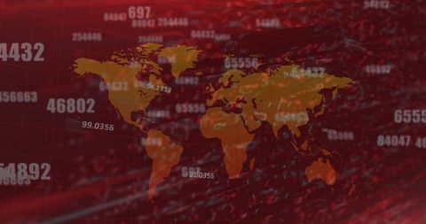Digital World Map Overlay with Glitch and Numbers - Download Free Stock Images Pikwizard.com