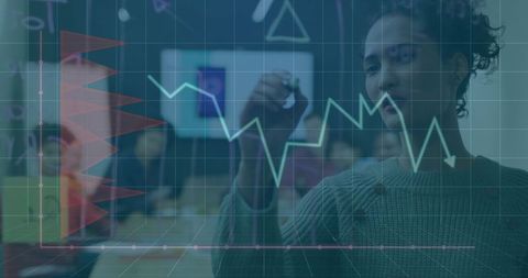 Business Analyst Illustrating Graph in Modern Meeting