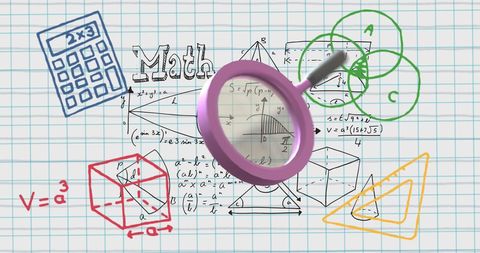 Magnifying Glass Exploring Mathematical Concepts on Grid Background - Download Free Stock Images Pikwizard.com