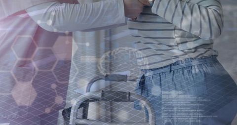 Physiotherapy session with data overlay illustrating healing