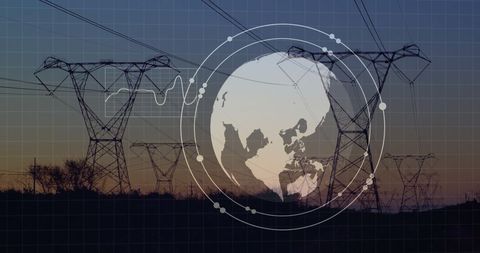 Global data networks: overlay of digital earth and power lines