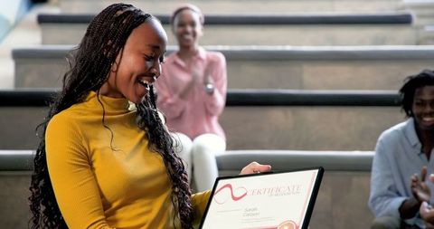 Successful graduation celebration in lecture hall