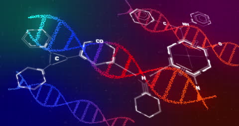DNA Helix and Molecular Structures on Gradient Background