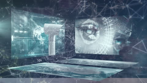 Futuristic Digital Eye and Data Processing Visualization