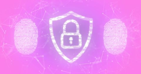 Digital Security Icon with Fingerprints on Pink Background - Download Free Stock Images Pikwizard.com