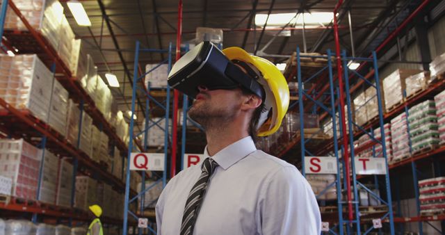 Warehouse Worker Using VR in Logistic Facility - Download Free Stock Images Pikwizard.com