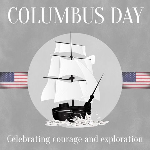 columbus day celebration with vintage ship and american flags - Download Free Stock Templates Pikwizard.com
