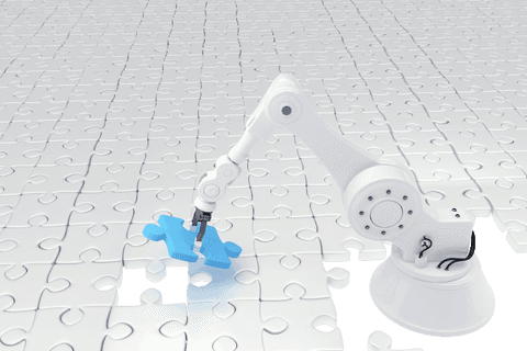Transparent Robot Arm Solving Puzzle Piece Bot Technology - Download Free Stock Videos Pikwizard.com