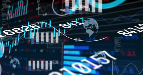 Global Stock Market Data Animation with Numbers and Graphs