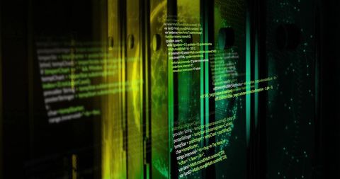 Digital Data Stream Across Server Room with Holographic Effects - Download Free Stock Images Pikwizard.com