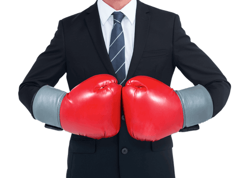 Businessman Wearing Boxing Gloves Transparent Background