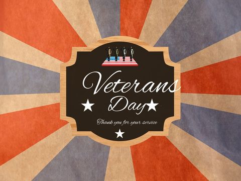 Veterans day tribute with patriotic backdrop and gratitude message