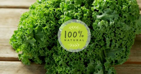 Fresh Green Kale with 100% Natural Organic Label - Download Free Stock Images Pikwizard.com