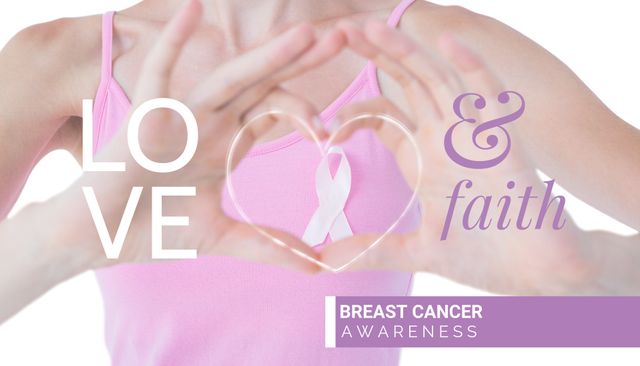 Woman Making Heart Gesture for Breast Cancer Awareness and Support - Download Free Stock Templates Pikwizard.com