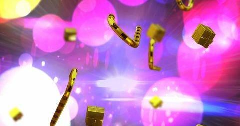 Falling Gold Candy Canes and Gifts with Bright Festive Background