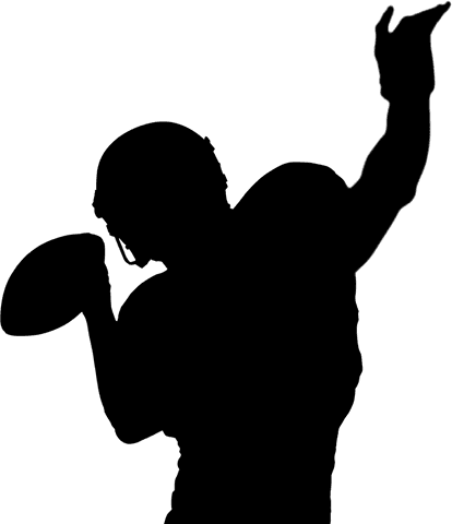 Silhouette of male rugby player kicking on transparent background