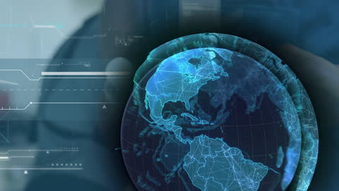 Digital Globe Overlay with Futuristic Interface Elements