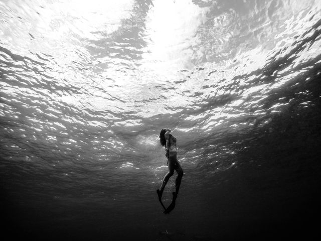 Black and white dark girl ocean - Download Free Stock Photos Pikwizard.com