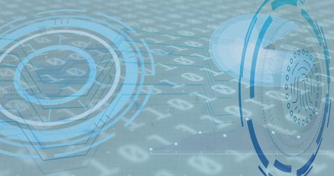 Futuristic Fingerprint Icon Overlapping Digital Data Visualization - Download Free Stock Images Pikwizard.com
