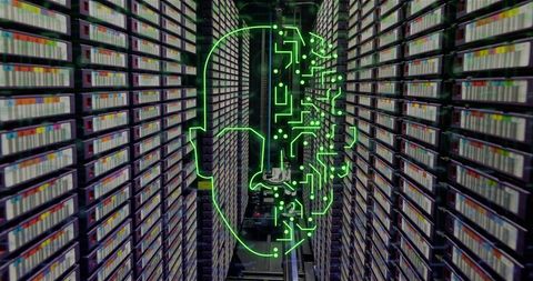 digital interface with circuit head over data servers - Download Free Stock Images Pikwizard.com
