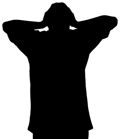 Transparent vector silhouette of man holding head