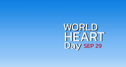 World Heart Day Banner with Blue Background and Date Highlighted