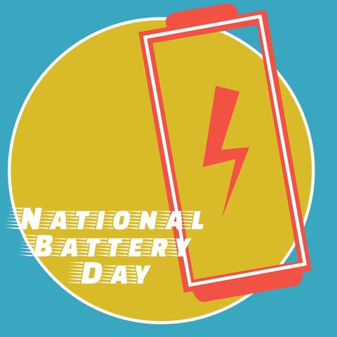 National battery day celebration with bold symbolic design