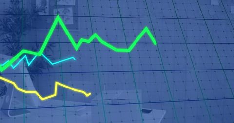 Financial Data Graph Overlay on Modern Office Background - Download Free Stock Images Pikwizard.com