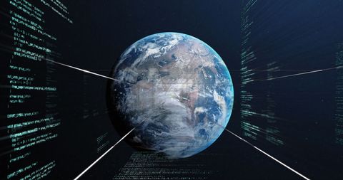 Earth Surrounded by Digital Data Streams in Space - Download Free Stock Images Pikwizard.com