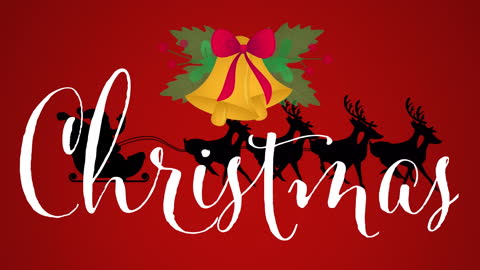 Festive Christmas Greeting with Santa and Reindeer Silhouettes