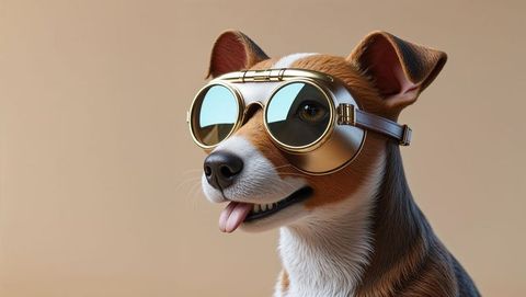 Terrier Dog Wearing Steampunk Goggles in Fun Portrait