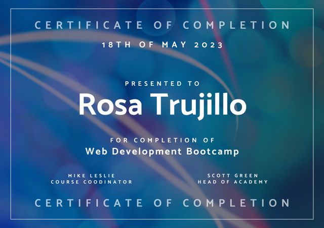 Web Development Bootcamp Certificate of Completion with Blue Gradient Background - Download Free Stock Videos Pikwizard.com