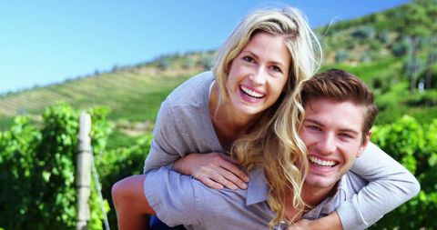 Couple Enjoying Scenic Vineyard Views Together