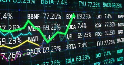 colorful graphs display on digital stock market board - Download Free Stock Images Pikwizard.com