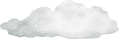 White translucent cloud artwork with soft edges on transparent background