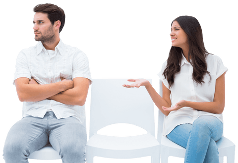 Transparent Diverse Couple Arguing on Chairs Isolated - Download Free Stock Videos Pikwizard.com