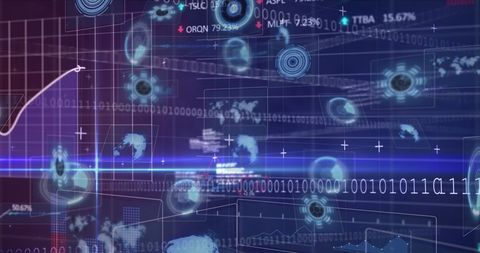 Futuristic Digital Interface with Data Visualization and Binary Codes - Download Free Stock Images Pikwizard.com