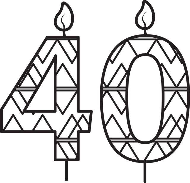 Transparent Vector of 40th Birthday Patterned Candles Illustration - Download Free Stock Videos Pikwizard.com