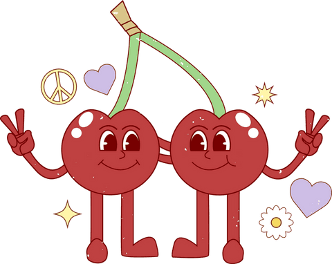 transparent cheerful cherries with peace sign and hearts - Download Free Stock Videos Pikwizard.com