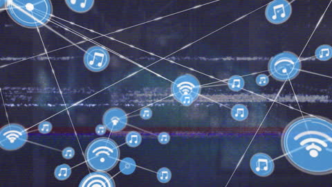 Digital Networking Music Icons Mapping Connectivity