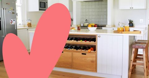 Modern Kitchen with Heart-Shaped Overlay Mixing Technology and Home