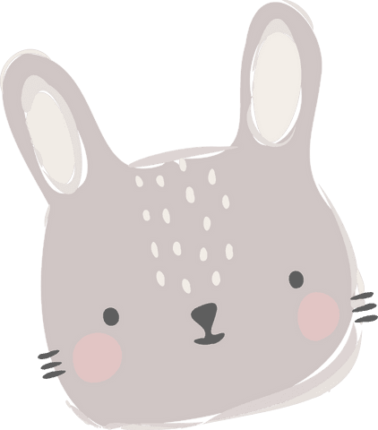 Cute Minimalist Cartoon Bunny Head With Transparent Background