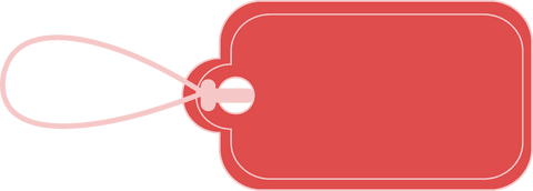 Blank red tag with string on transparent background for copy space