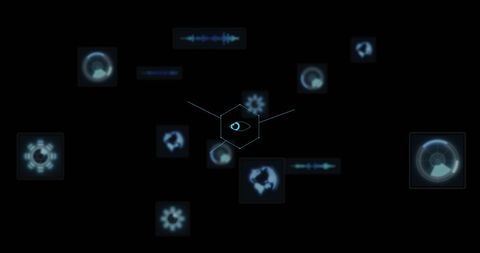 Digital Interface Concept with Global Technology Icons